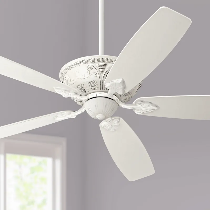 60" Casa Montego Rubbed White Ceiling Fan with Pull Chain