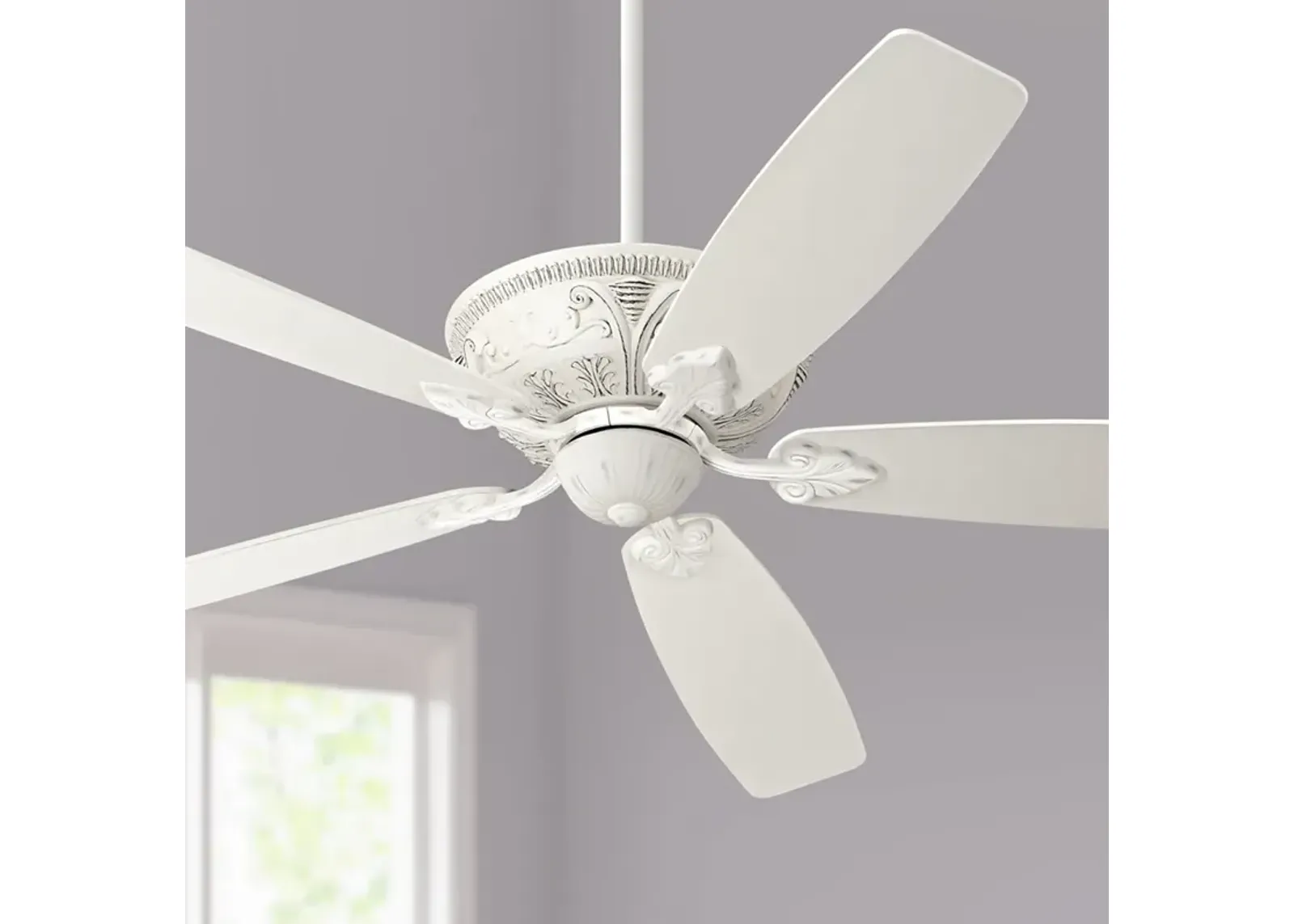 60" Casa Montego Rubbed White Ceiling Fan with Pull Chain