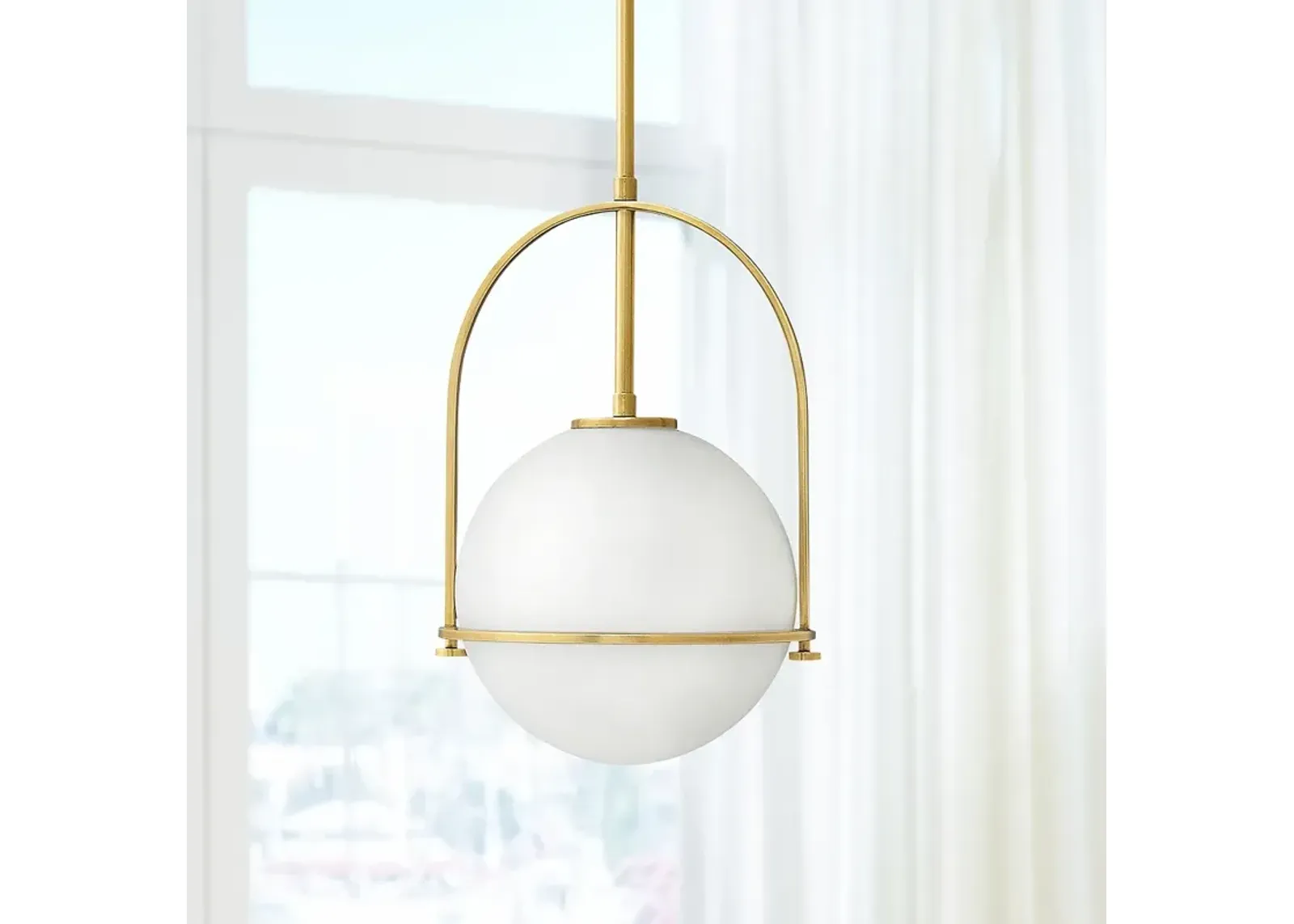 Hinkley Somerset 11 1/2" Heritage Brass White Orb Globe Mini Pendant