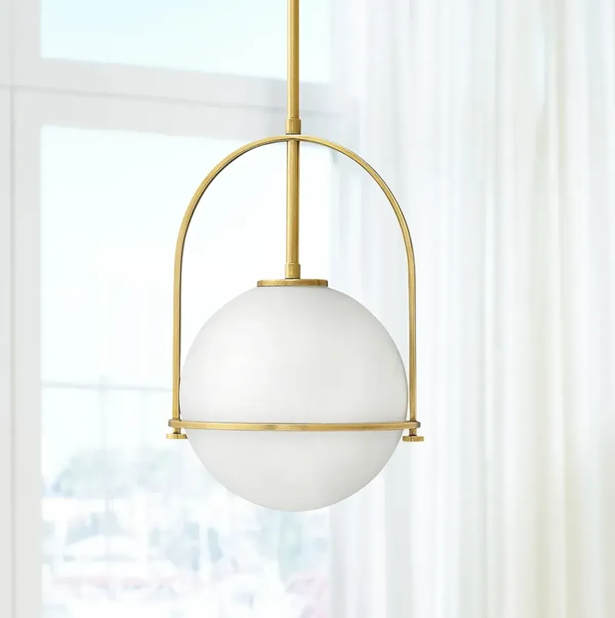 Hinkley Somerset 11 1/2" Heritage Brass White Orb Globe Mini Pendant