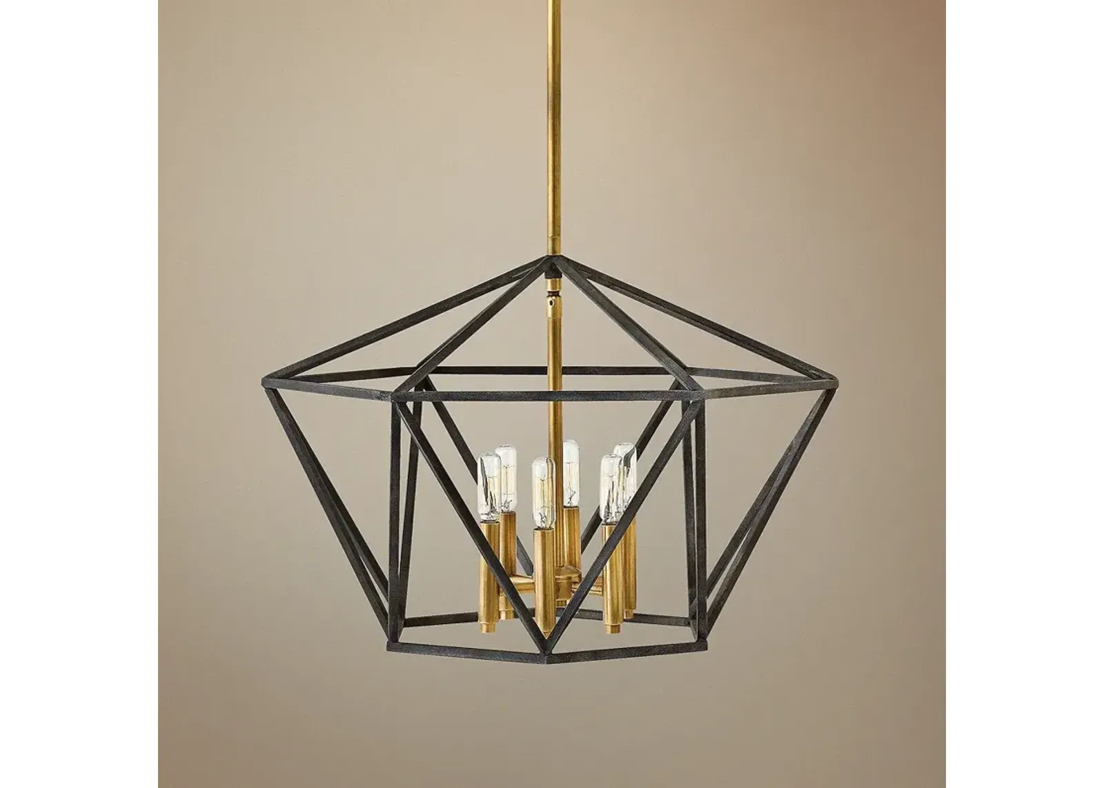 Hinkley Theory 24 1/4" Black and Brass Geometric Modern Chandelier