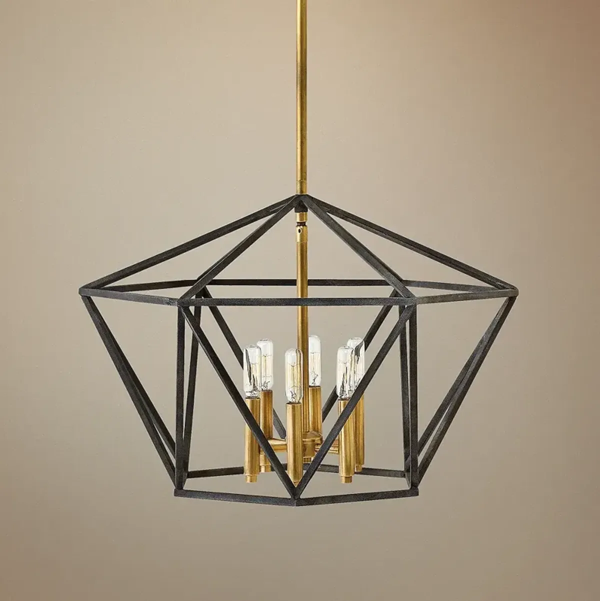 Hinkley Theory 24 1/4" Black and Brass Geometric Modern Chandelier