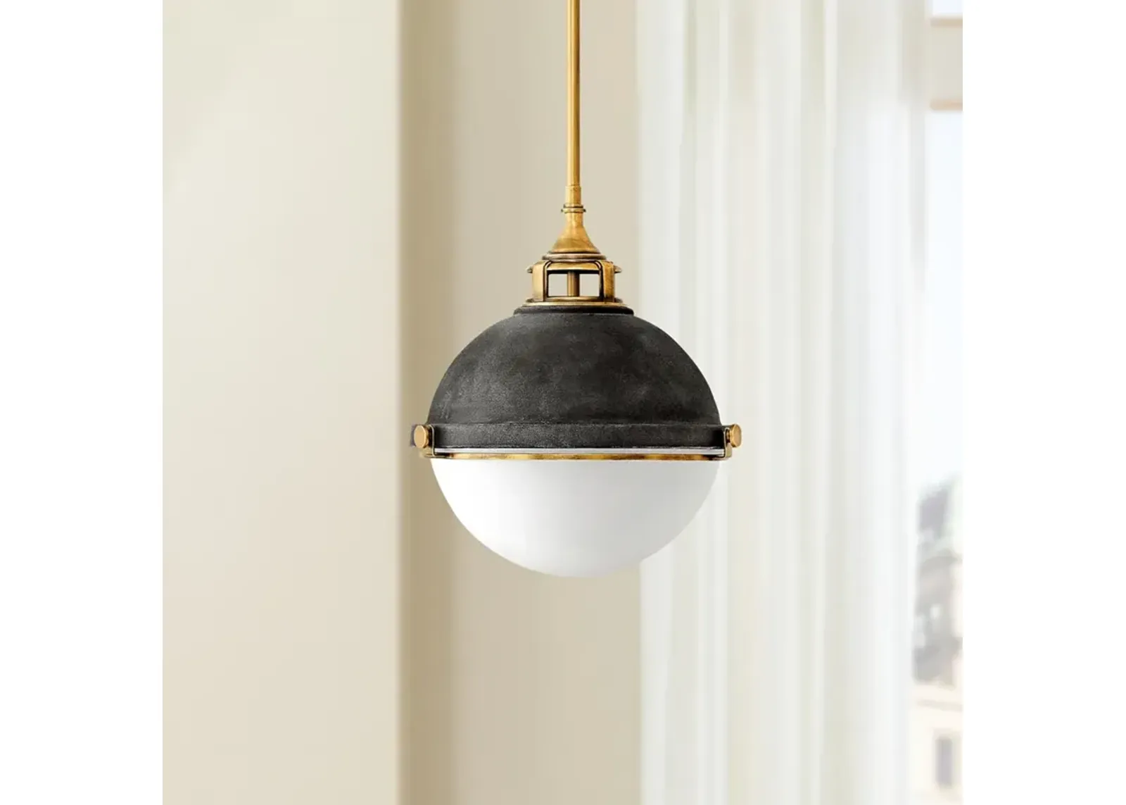 Hinkley Fletcher 13 1/2" Wide Aged Zinc Pendant Light