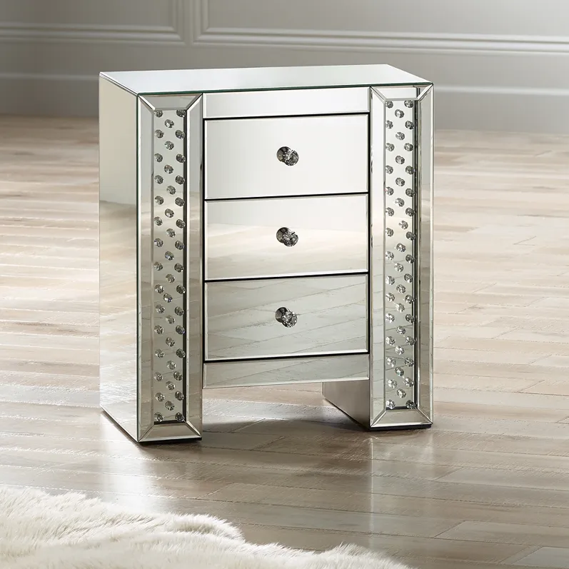 Fostoria 22 1/4" Wide Mirrored 3-Drawer Accent Table