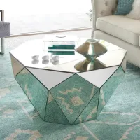 Aviano 35 1/2" Wide Mirrored Modern Octagon Coffee Table