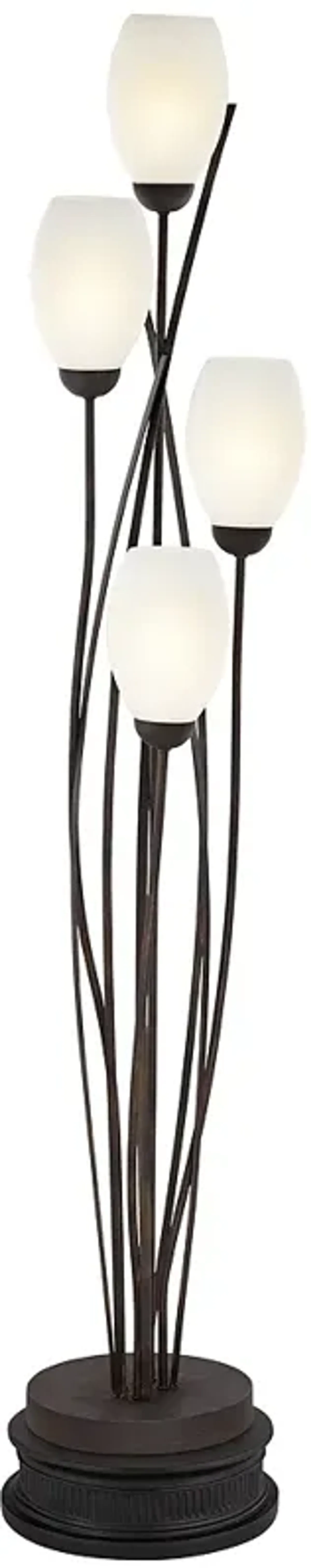 Franklin Iron Jareth 77 1/2" Tulip Glass Floor Lamp with Black Riser