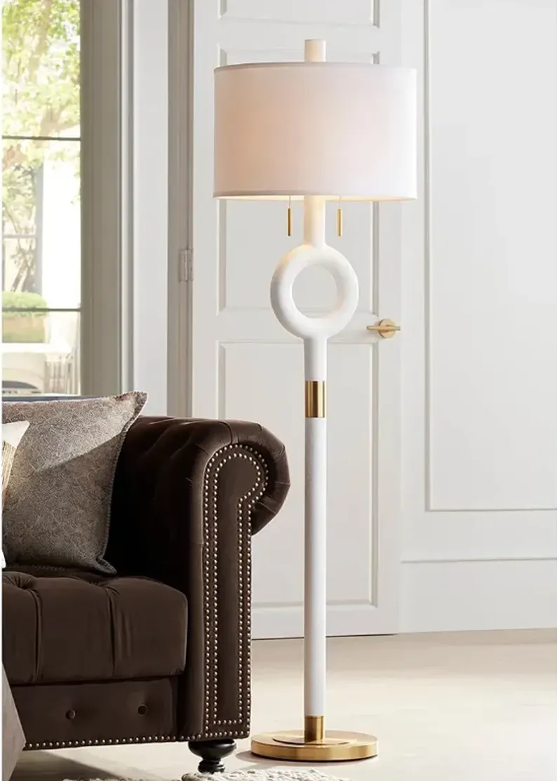 360 Lighting Athena 66 1/2" White and Gold Modern Floor Lamp