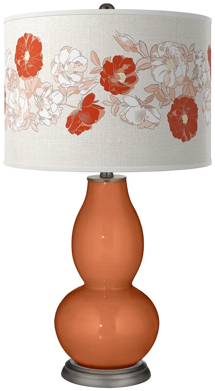Color Plus Double Gourd 29 1/2" Rose Bouquet Robust Orange Table Lamp