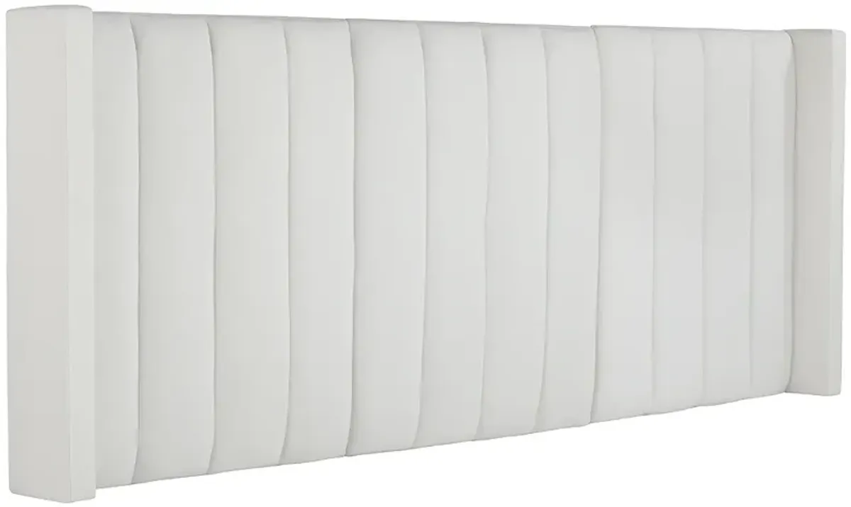 Trent Channel Tufted White Fabric King Hanging Headboard