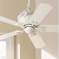 52" Casa Chic Rubbed White Ceiling Fan with Pull Chain