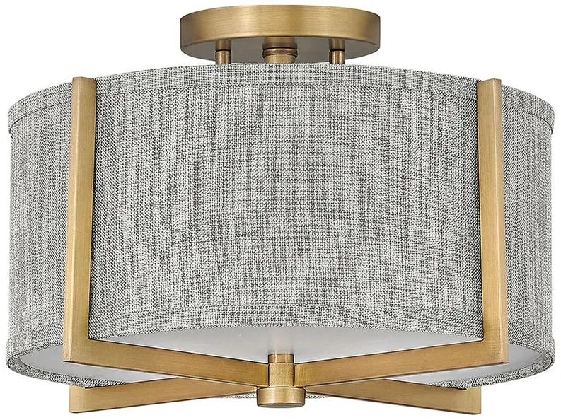 Hinkley Axis 14 1/2" Wide Brass Ceiling Light with Gray Shade