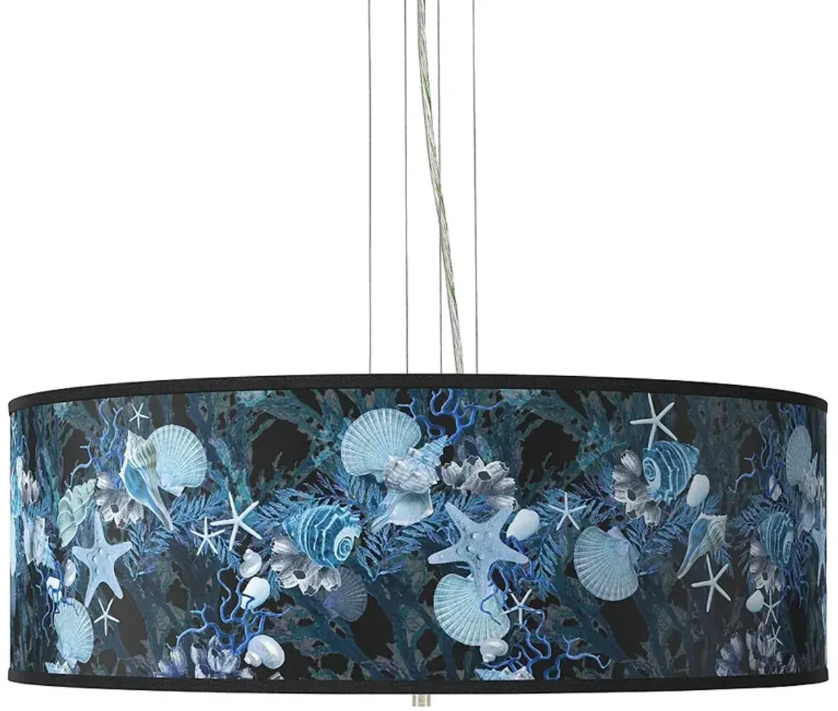 Giclee Gallery 24" Wide 4-Light Blue Seas Shade Pendant Chandelier