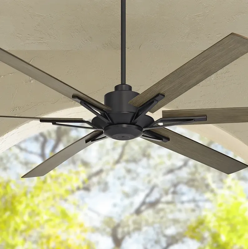 60" Casa Vieja Expedition Matte Black Damp Rated Fan with Remote