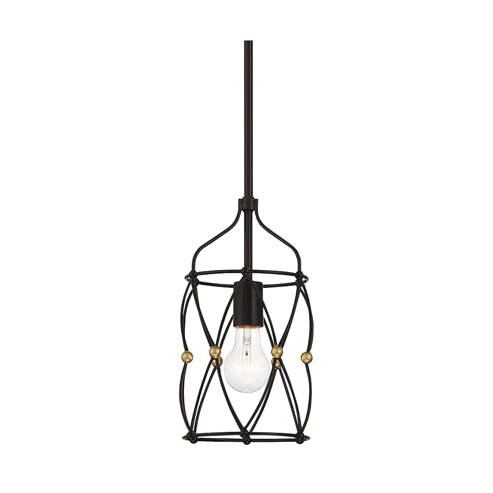 Zucca 1 Light English Bronze &#38; Antique Gold Pendant