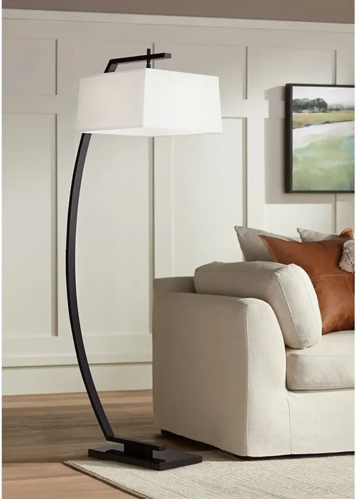 Possini Euro Jaxx 66" Black Finish Downbridge Modern Arc Floor Lamp