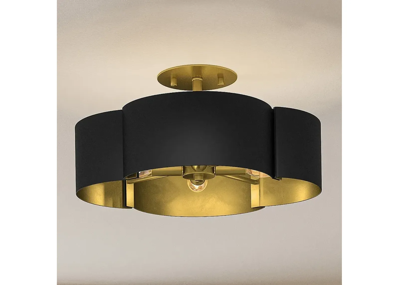 Quoizel Balsam 14" Wide Matte Black and Gold Luxe Modern Ceiling Light