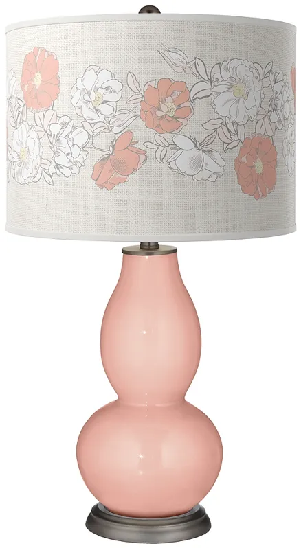 Color Plus Double Gourd 29 1/2" Rose Bouquet Rustique Pink Table Lamp
