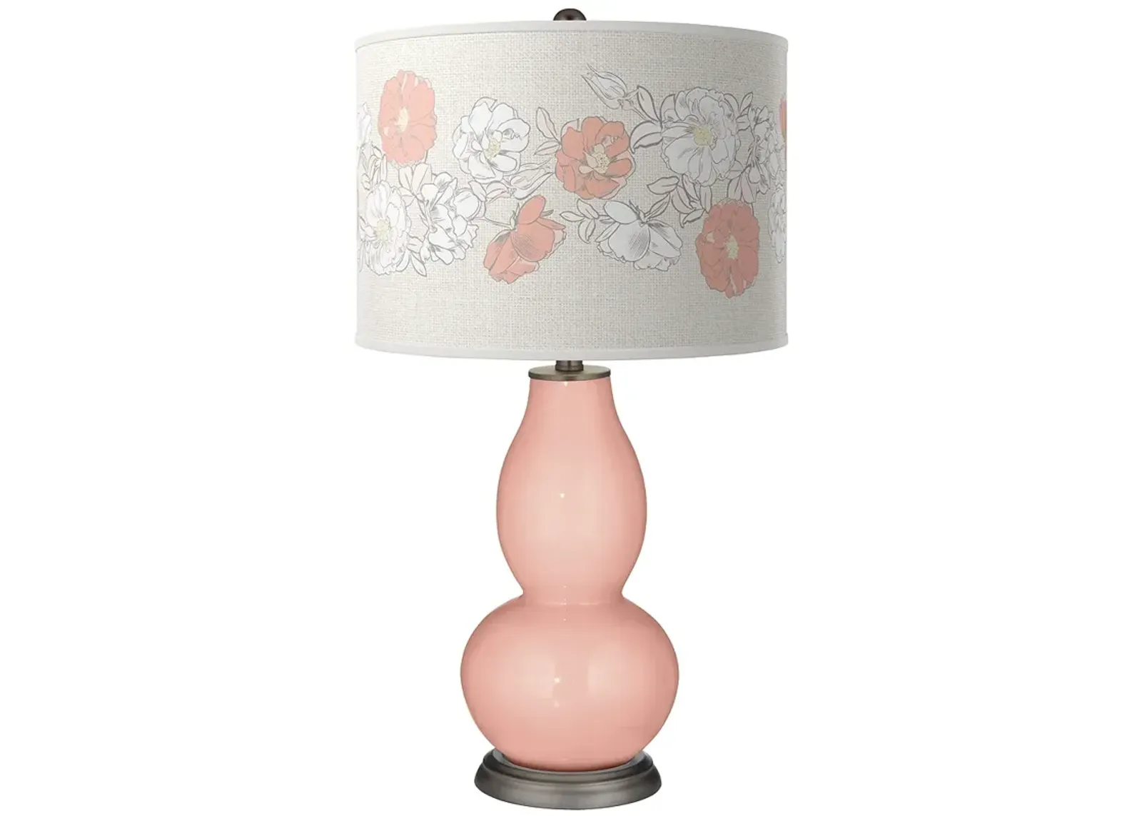 Color Plus Double Gourd 29 1/2" Rose Bouquet Rustique Pink Table Lamp