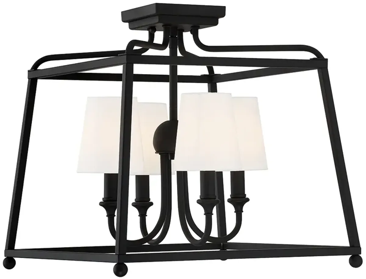 Crystorama Sylvan 16" Wide Black Forged Ceiling Light