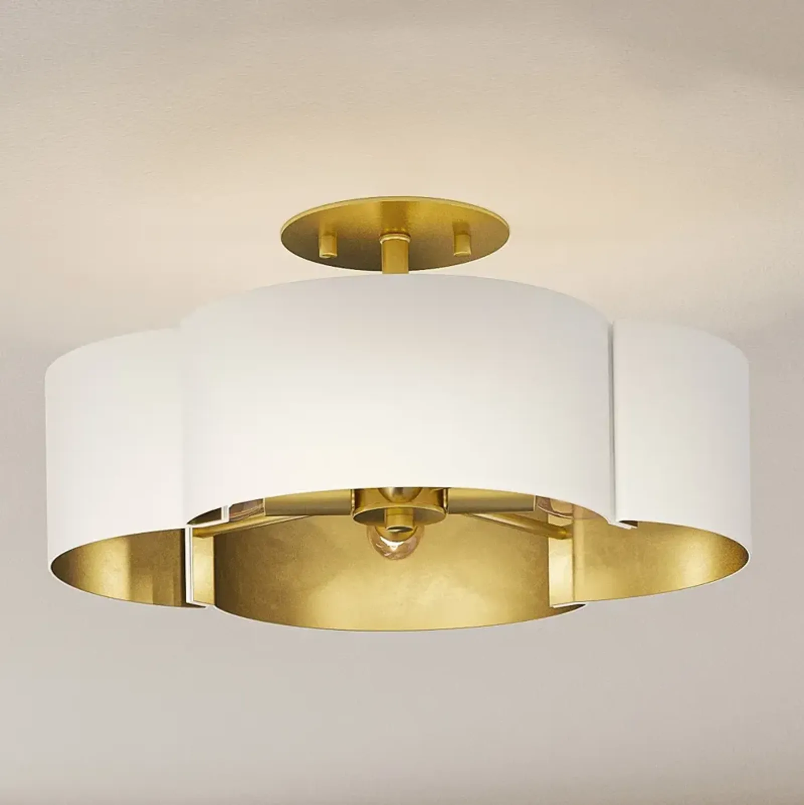 Quoizel Balsam 14" Wide Matte White and Gold Luxe Modern Ceiling Light