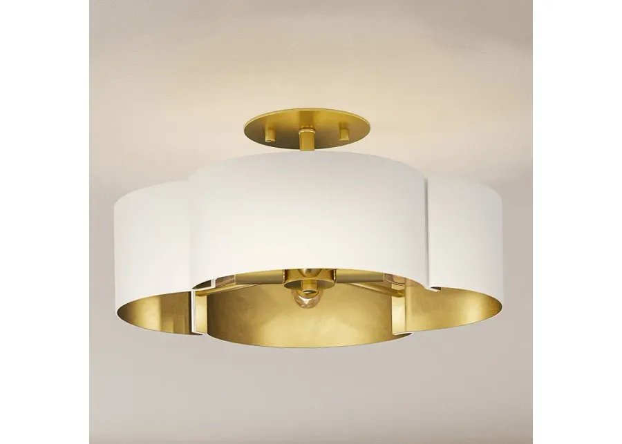 Quoizel Balsam 14" Wide Matte White and Gold Luxe Modern Ceiling Light