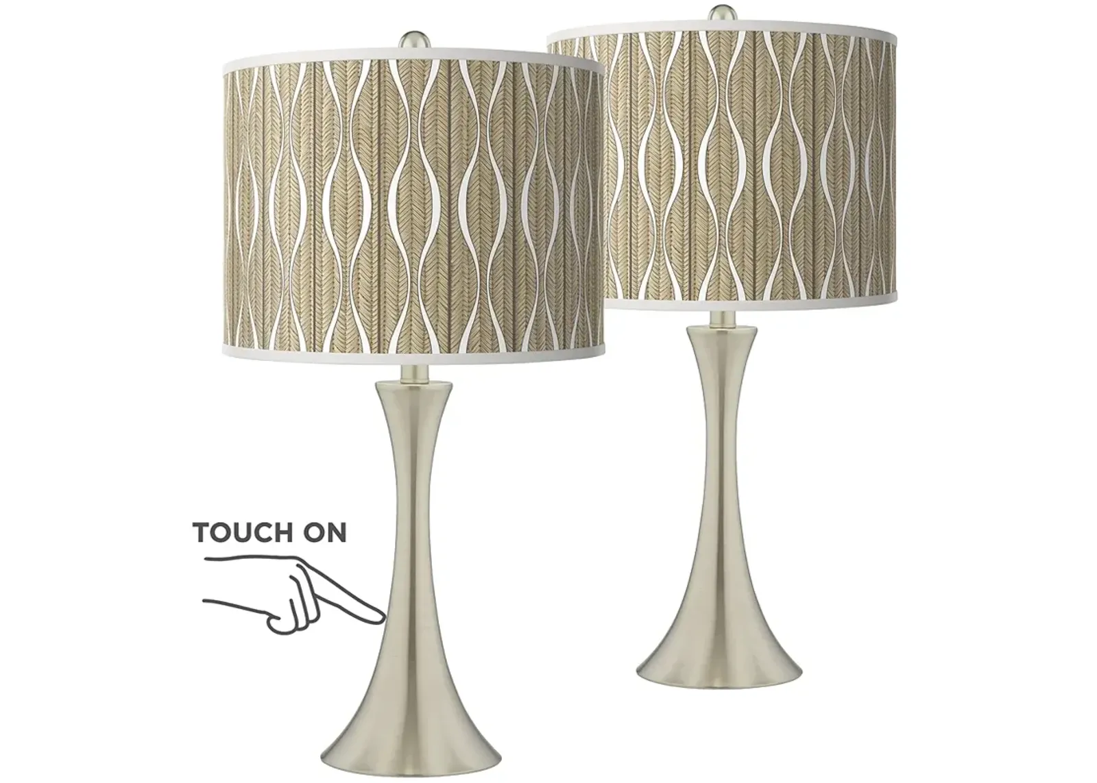 Giclee Glow Trish 24" Swell Shade Modern Touch Lamps Set of 2