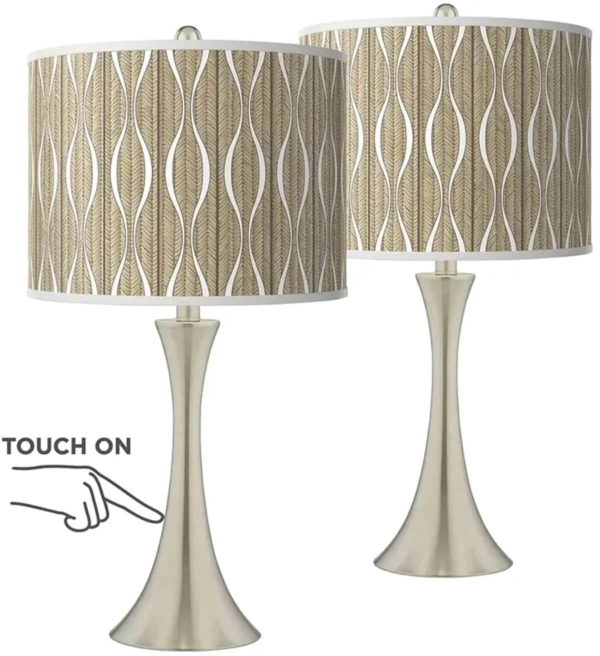 Giclee Glow Trish 24" Swell Shade Modern Touch Lamps Set of 2