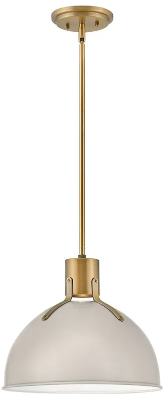 Hinkley Argo 14" Wide Brass Pendant Light with Gray Shade