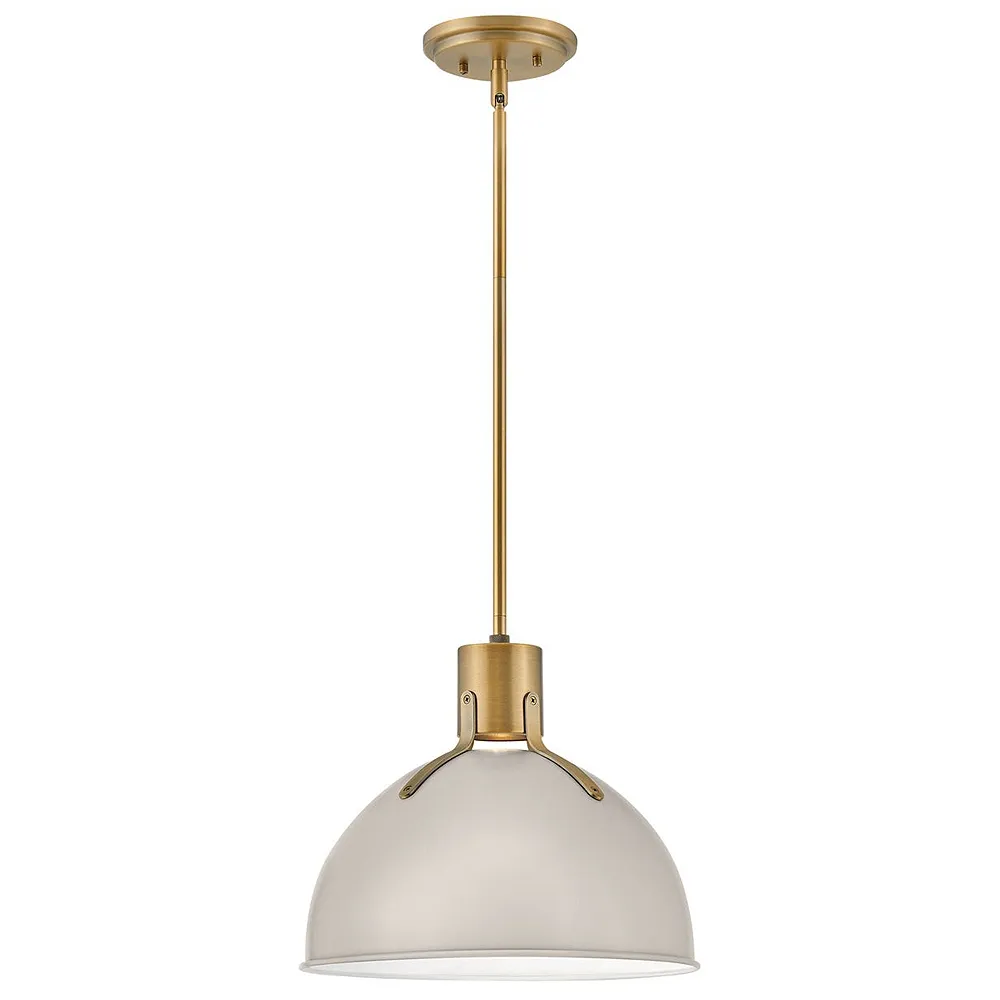 Hinkley Argo 14" Wide Brass Pendant Light with Gray Shade