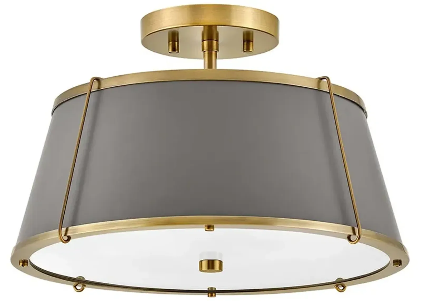 Hinkley Clarke 15" Wide Brass with Gray Shade Ceiling Light