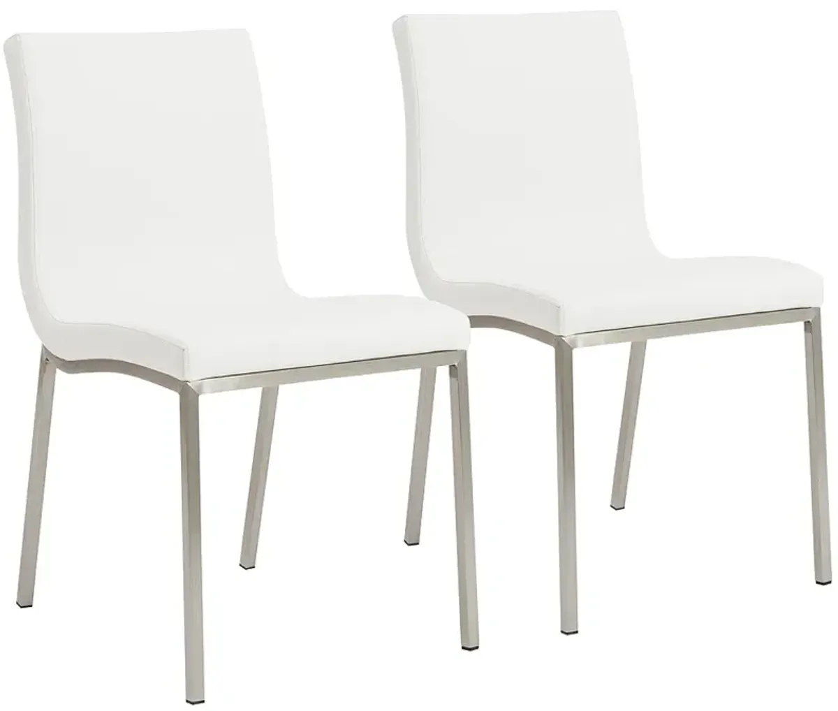 Scott Steel and White Leatherette Dining Chair Set of 2