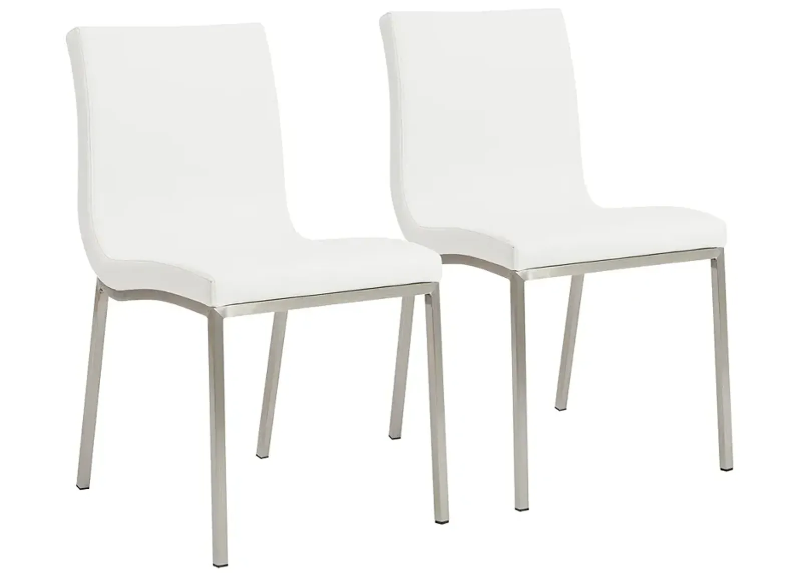 Scott Steel and White Leatherette Dining Chair Set of 2