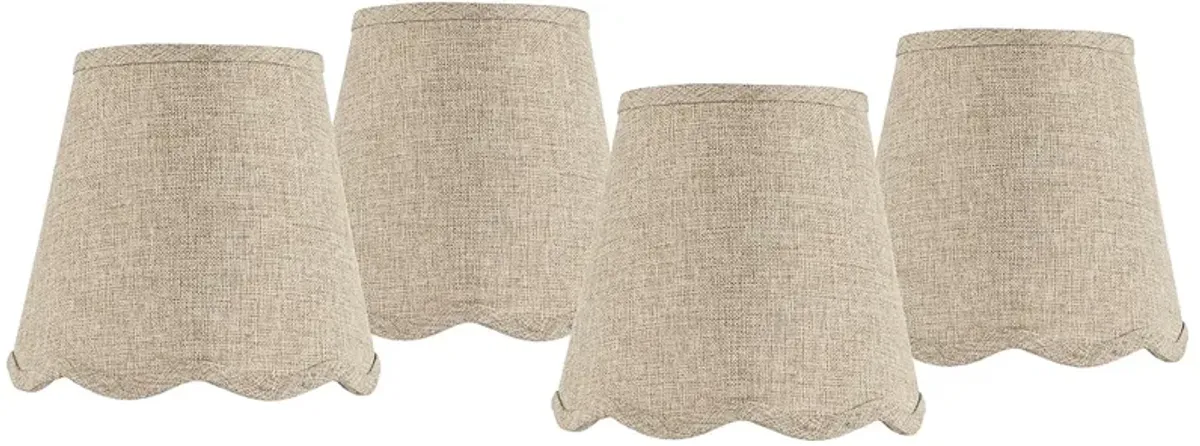Springcrest Fawn Brown Scallop Set of 4 Lamp Shades 4x6x5.5 (Clip-On)