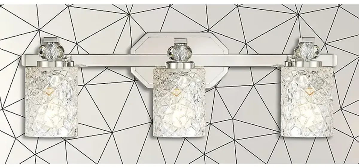 Crystal Kay 24 1/2" Wide Chrome 3-Light Bath Light