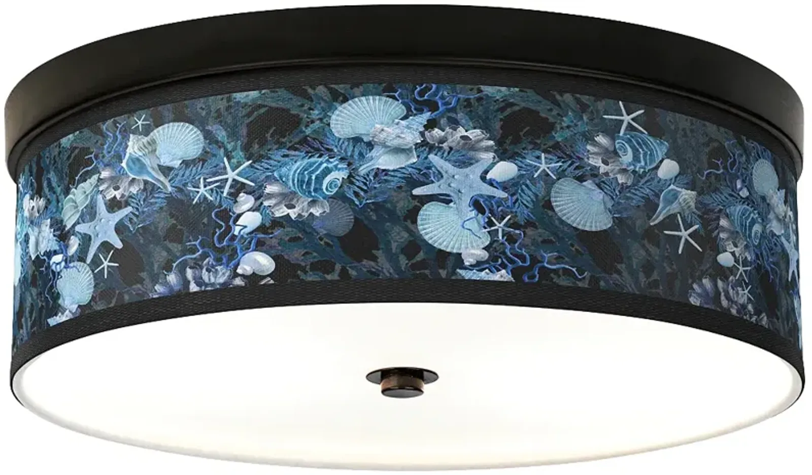 Giclee Gallery Blue Seas Pattern 14" Bronze LED Ceiling Light