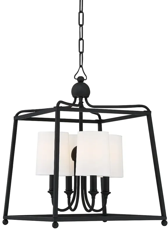 Libby Langdon for Crystorama Sylvan 4 Light Black Forged Chandelier