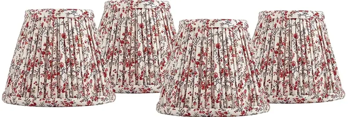 Springcrest Nelle Red Floral Clip-On Lamp Shades 3.5x6x5 Set of 4