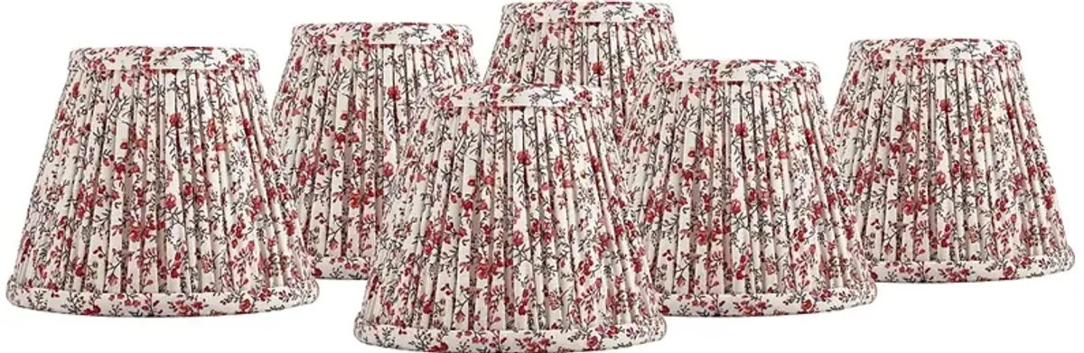 Springcrest Nelle Red Floral Clip-On Lamp Shades 3.5x6x5 Set of 6