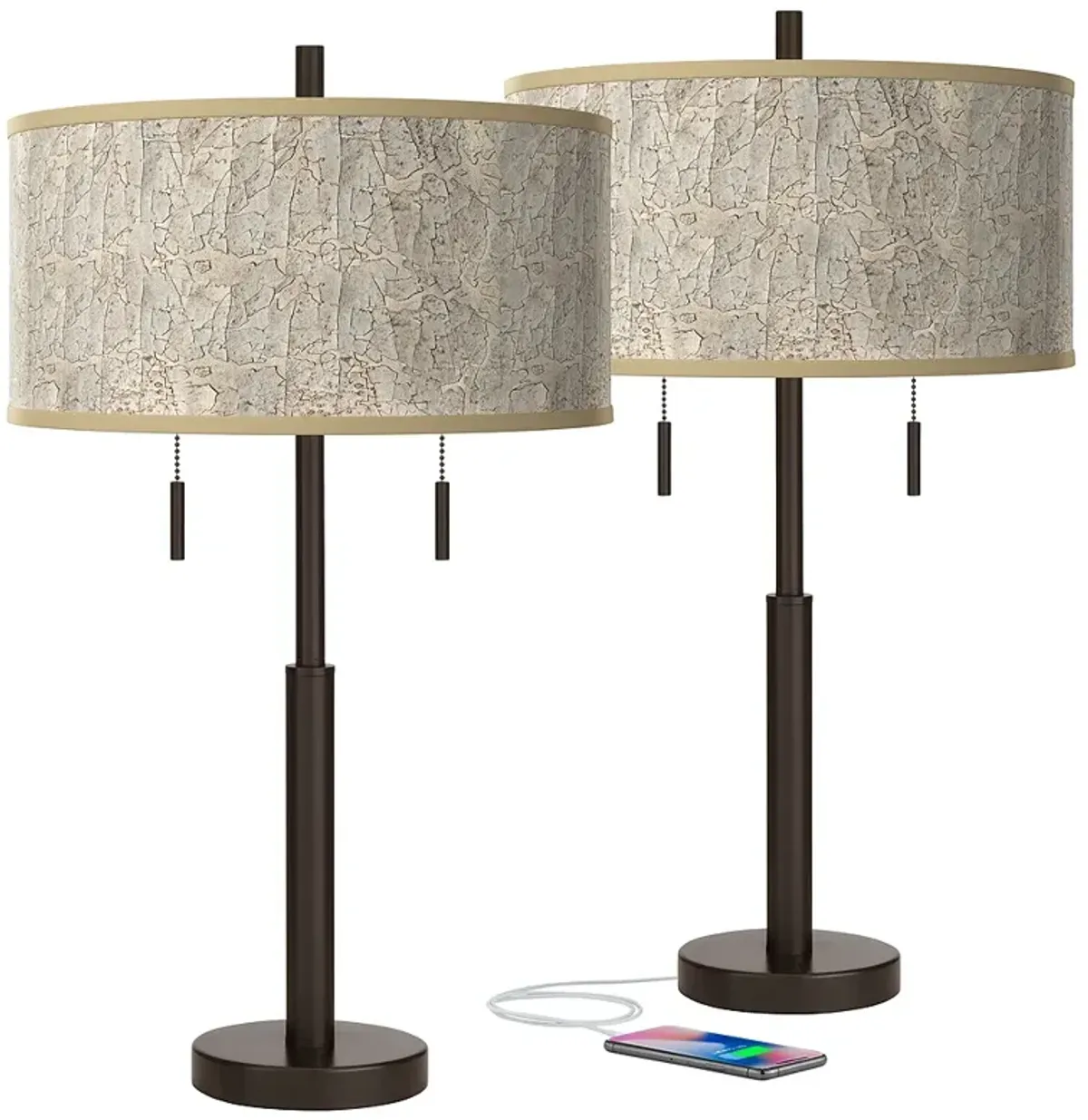 Al Fresco Robbie Bronze USB Table Lamps Set of 2