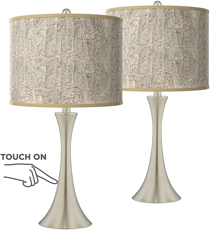 Al Fresco Trish Brushed Nickel Touch Table Lamps Set of 2