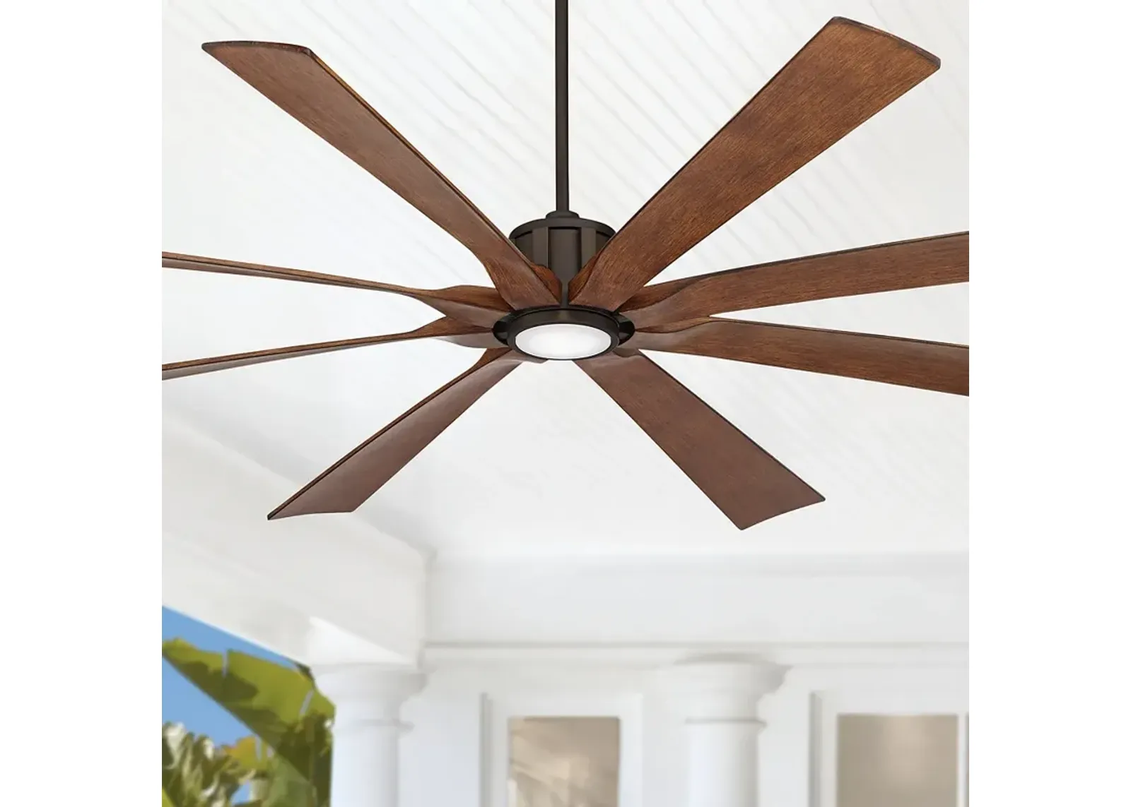 80" Possini Euro Defender Bronze Koa LED Large Ceiling Fan with Remote