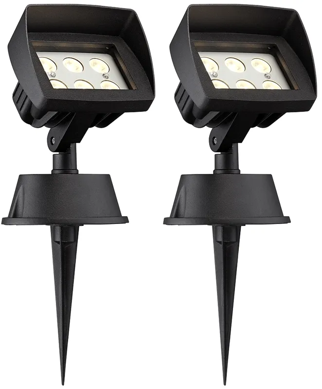 Eastham 8" High Black LED Landscape Flood Lights Set of 2