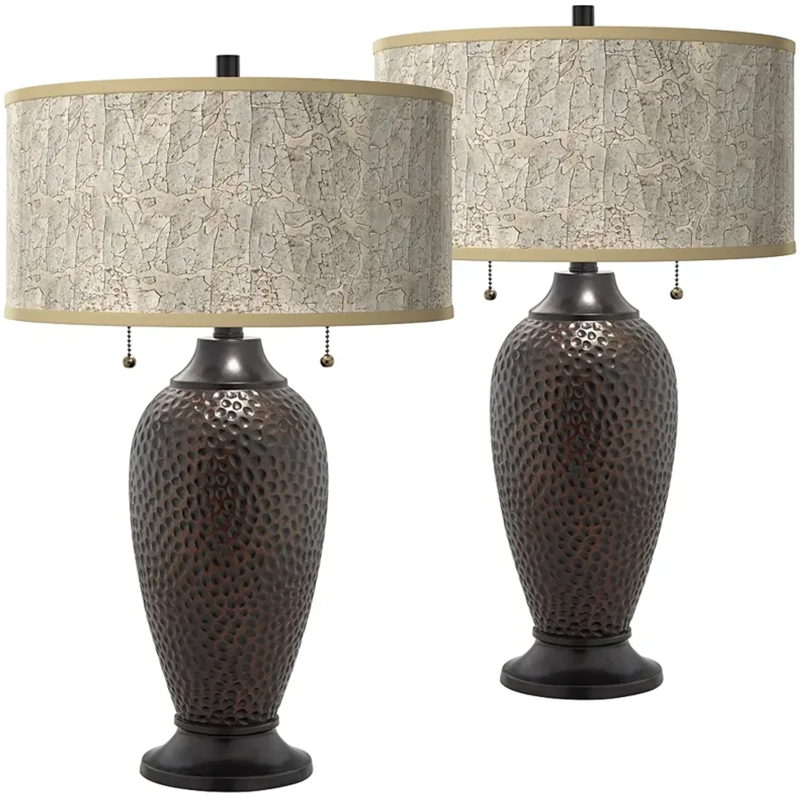 Al Fresco Zoey Hammered Oil-Rubbed Bronze Table Lamps Set of 2