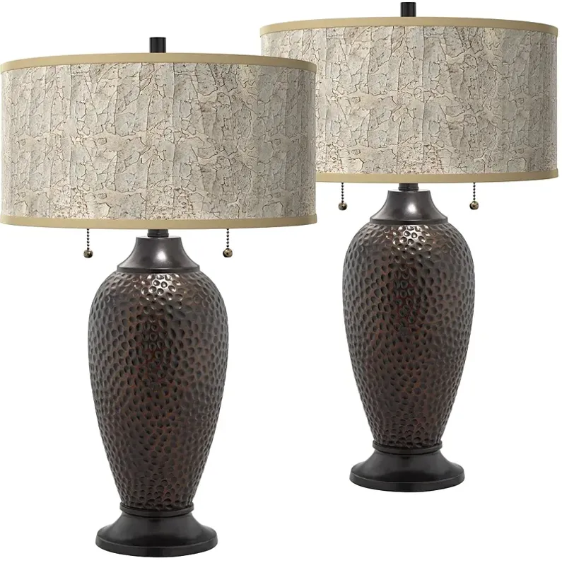 Al Fresco Zoey Hammered Oil-Rubbed Bronze Table Lamps Set of 2