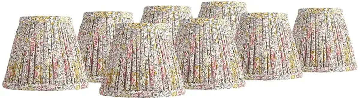 Springcrest Nelle Yellow and Peach Pleated Clip-On Shades 3.5x6x5 Set of 8