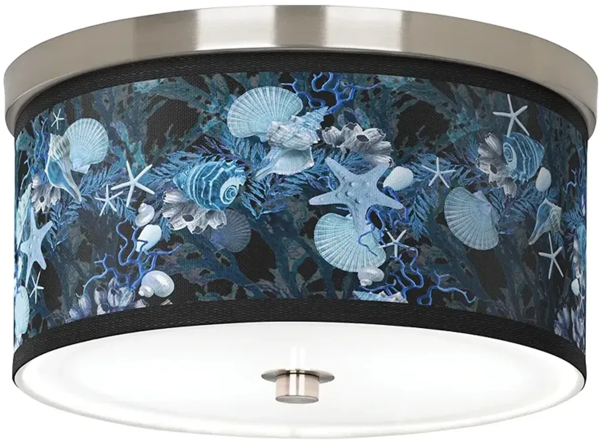 Blue Seas Giclee Nickel 10 1/4" Wide Ceiling Light