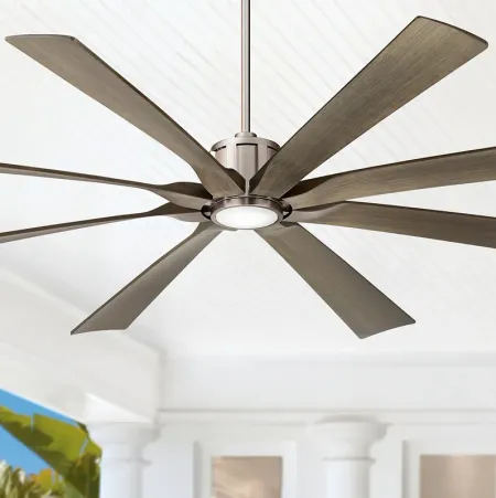 80" Possini Euro Defender Nickel Wood Large LED Fan with Remote