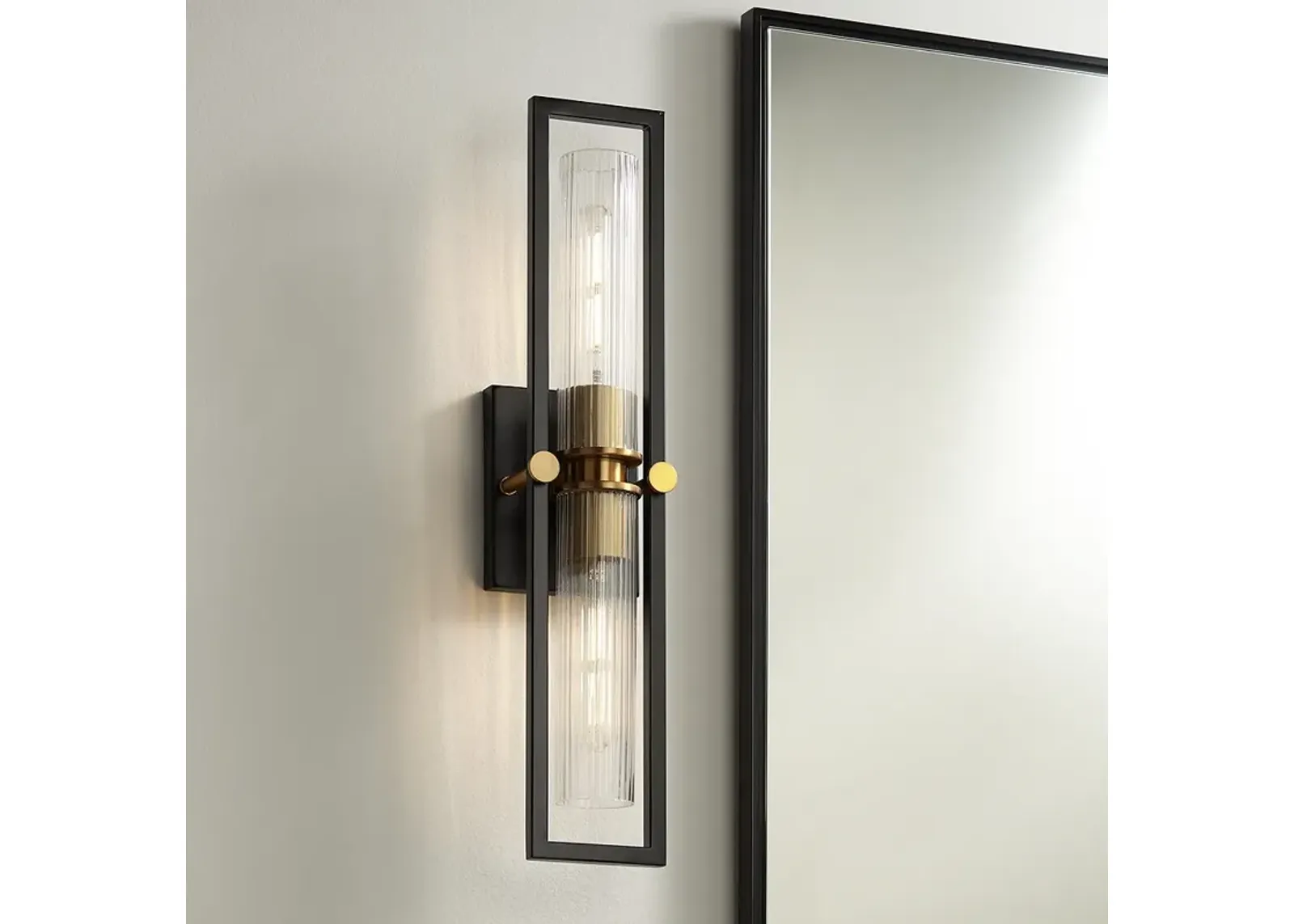 Stiffel Ramos 24" High Black and Brass 2-Light Wall Sconce