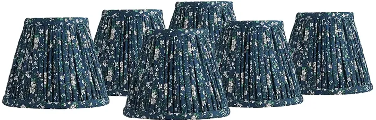 Springcrest Green Blue Floral Clip-On Lamp Shades 3.5x6x5 Set of 6