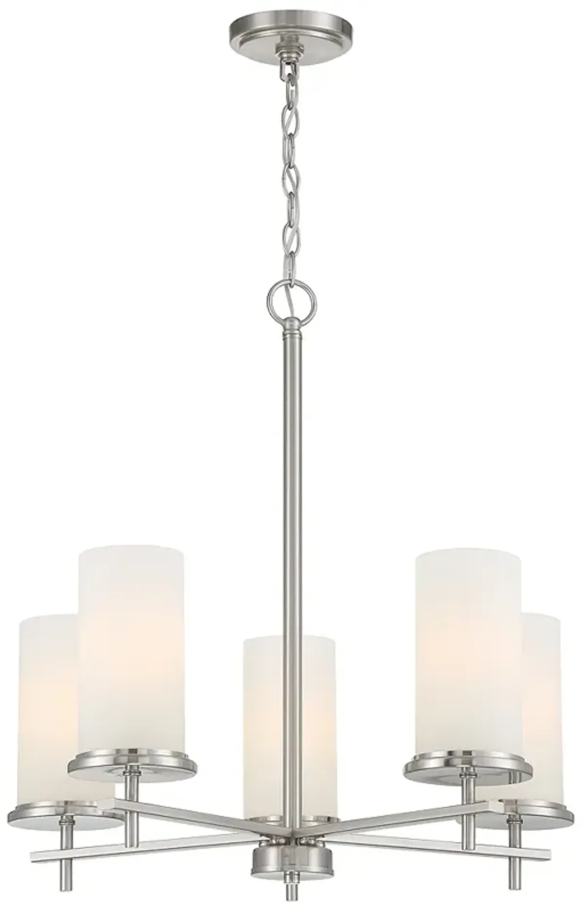 Minka Lavery Haisley 24" Wide 5-Light Nickel White Glass Pendant